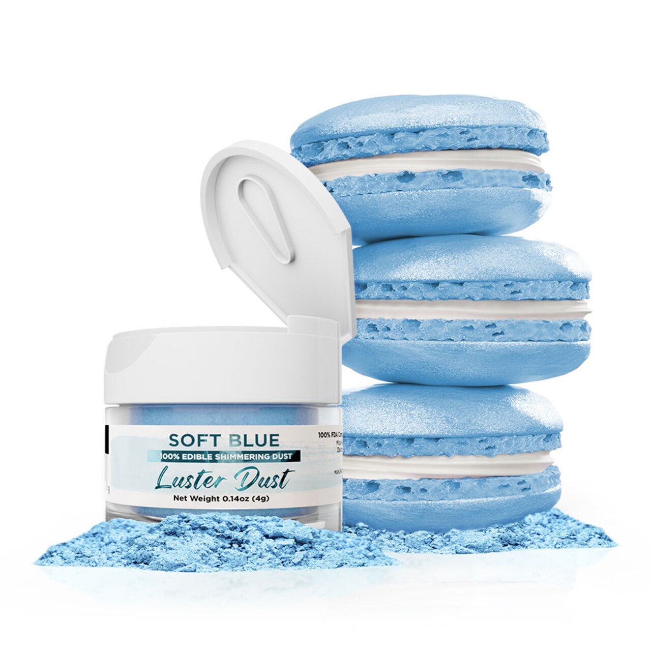 Bakell - Soft Blue Luster Dust (4g, 1x Jar) Edible Vegan Dust & Paint for Baking, Desserts and Beverages